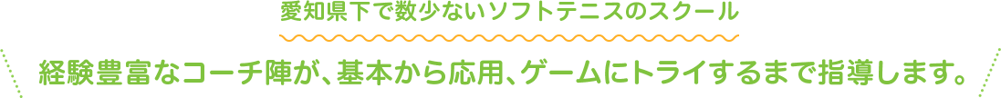 経験豊富なコーチ陣が、基本から応用、ゲームにトライするまで指導します。