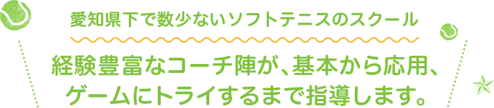 経験豊富なコーチ陣が、基本から応用、ゲームにトライするまで指導します。